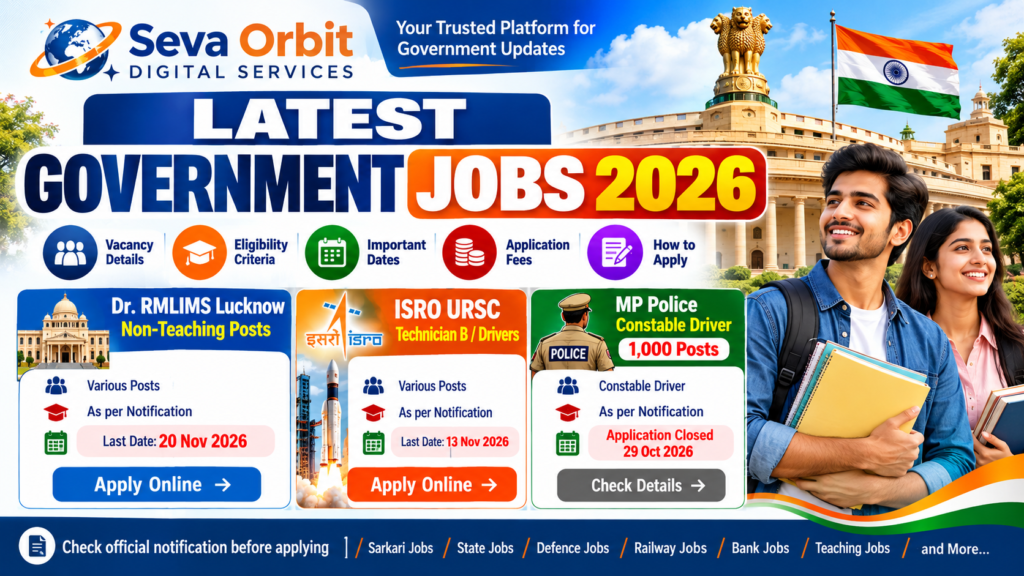 Latest Government Jobs 2026 ISRO URSC Recruitment 2026, RMLIMS Recruitment 2026, MP Police Driver Recruitment 2026